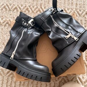 Black Leather Ankle Boots